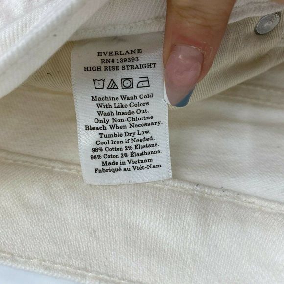 Everlane The High Rise Straight Leg Jeans Size 28 Stretch Denim Light Wash White - Picture 6 of 12